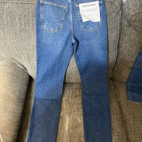 COPY - Good American Classic Raw Hem High Rise Jeans Skinnyish Fit Blue940 Sz 0… - Picture 3 of 4